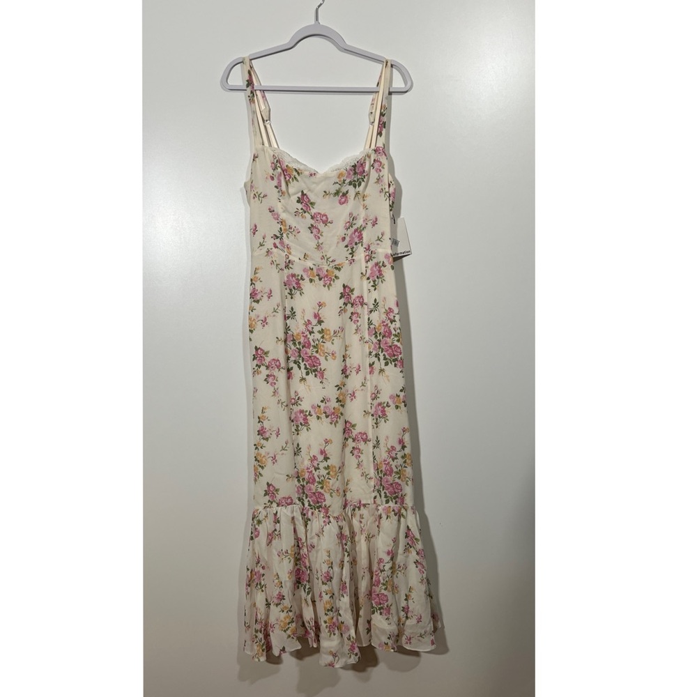 NWT Reformation Irisa Floral Trumpet Dress In Posy Print Sz 12 Pink - Picture 4 of 12